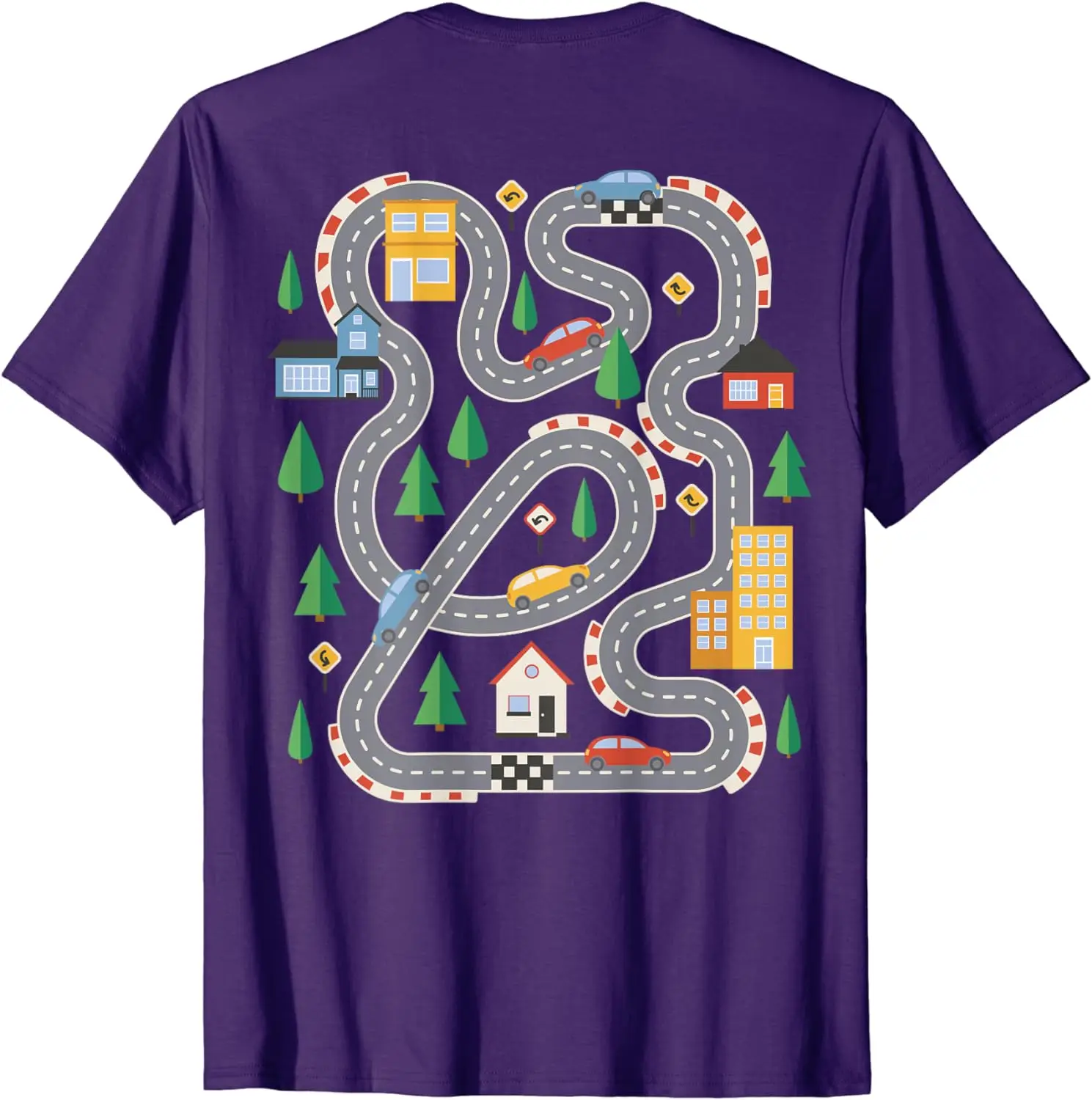 Cool Playmat Car Race Track On Back Cute Toddler Fathers Day T-Shirt