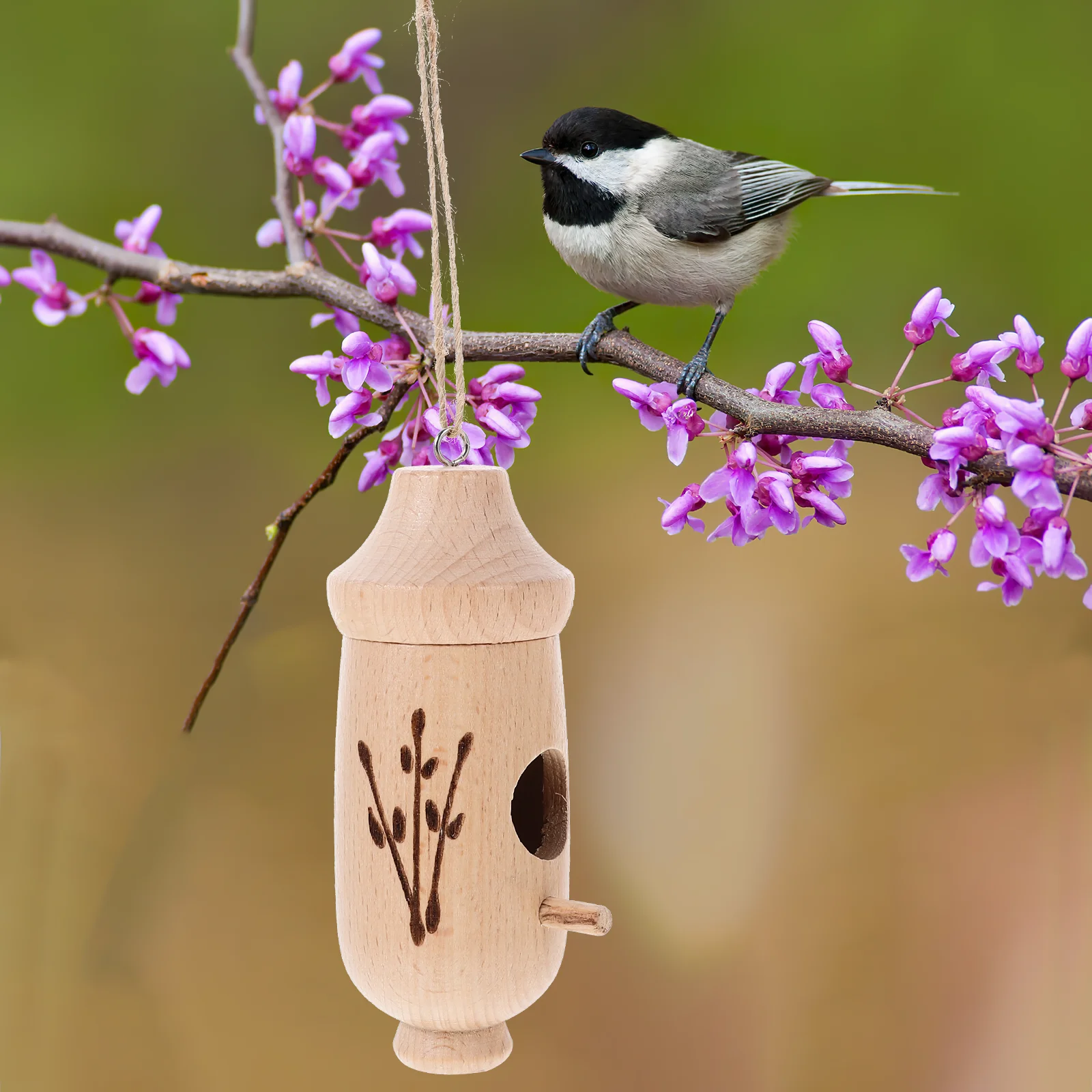 

Wooden Bird Feeder Outdoor Hanging Finch Bath Park nament Garden Decoration Hummingbird House Wooden Nest Pet Shelter Durable