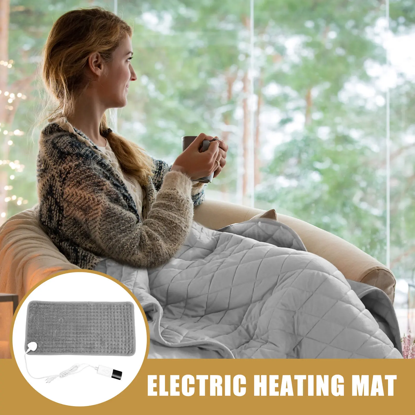 

1Set Electric Heating Mat Soft Supple Heated Blanket Intelligent Temperature Control Easy Clean Pad Us Plug