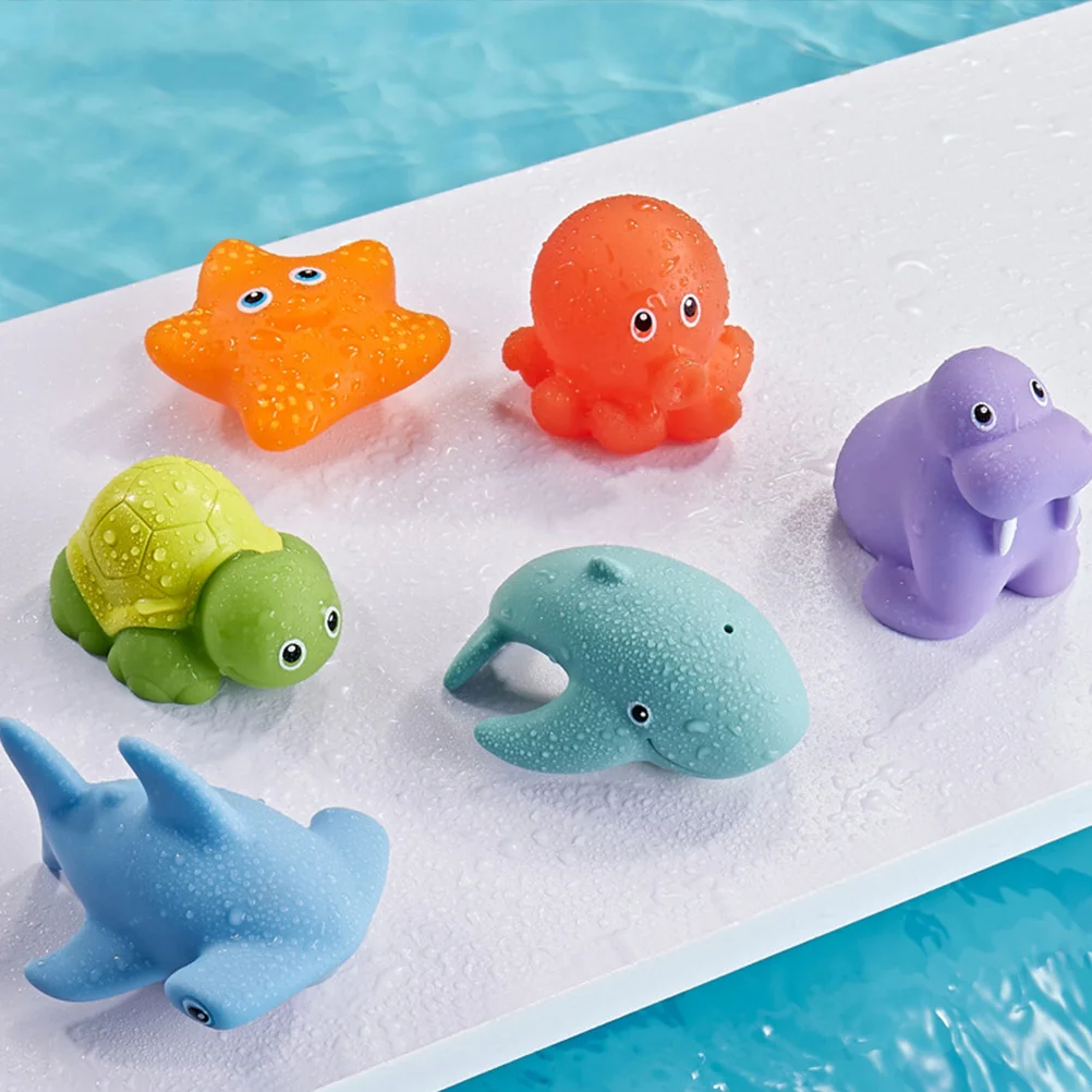 

6pcs Baby Bath Floating Toy Squeaky Animal Toy Toddlers Shower Small Animal Toys Bathtub Toys baby bath toys