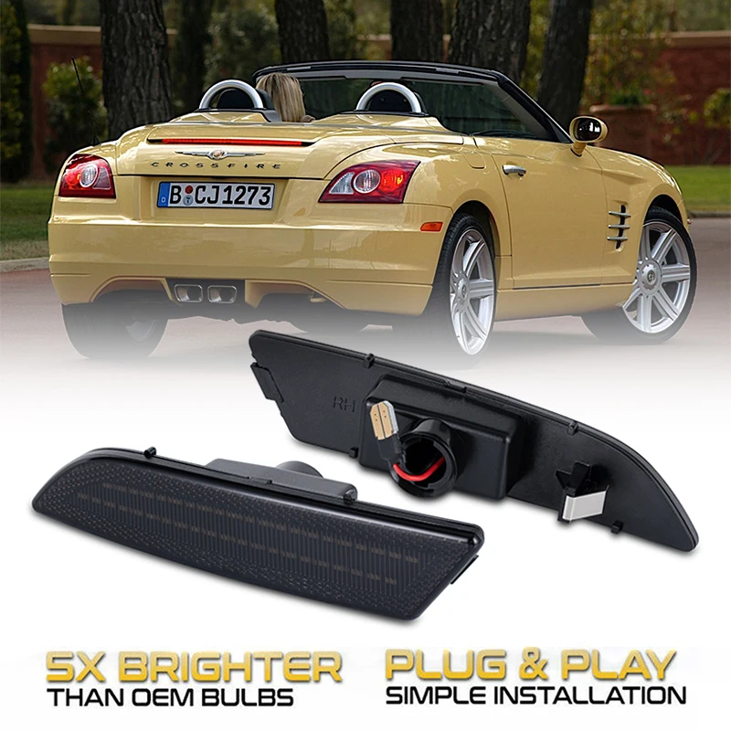 

2x Car LED Rear Bumper Side Marker Light Smoked Shells For Chrysler Crossfire 2004-2008 Turn Signal Light