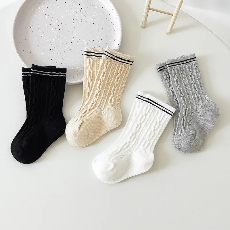 Kids Boy Girl Sock Fashion Simplicity Solid Color Calf Sock for Toddler Boy Girl Spring Autumn Wool Cashmere Warm Children Sock