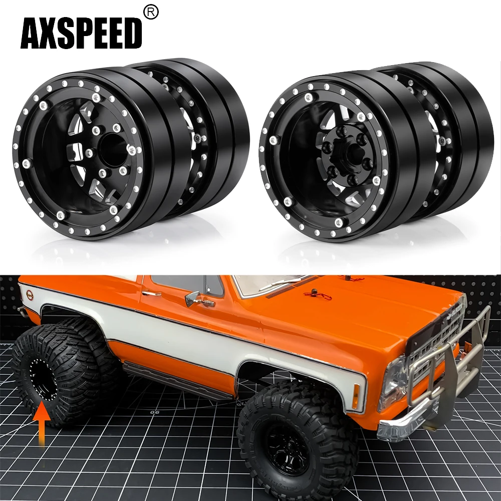 AXSPEED Aluminum Alloy 1.9inch Beadlock Dual Wheel Rims for Axial SCX10 TRX-4 TRX-6 1/10 RC Crawler Car Upgrade Parts