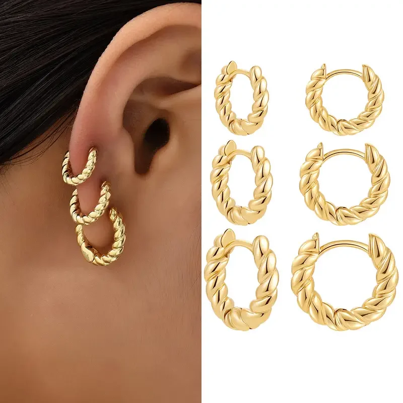 Vintage Jewelry Romantic Twist The Hoop Earrings Women's Accessories Copper Earings Fashion Design Twisted Circles Earings