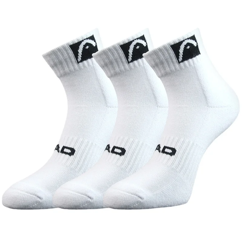 3 Pairs HEAD Socks Sport mid Sock men female badminton tennis cotton Towel Bottom Socks basketball tennis 25-28cm