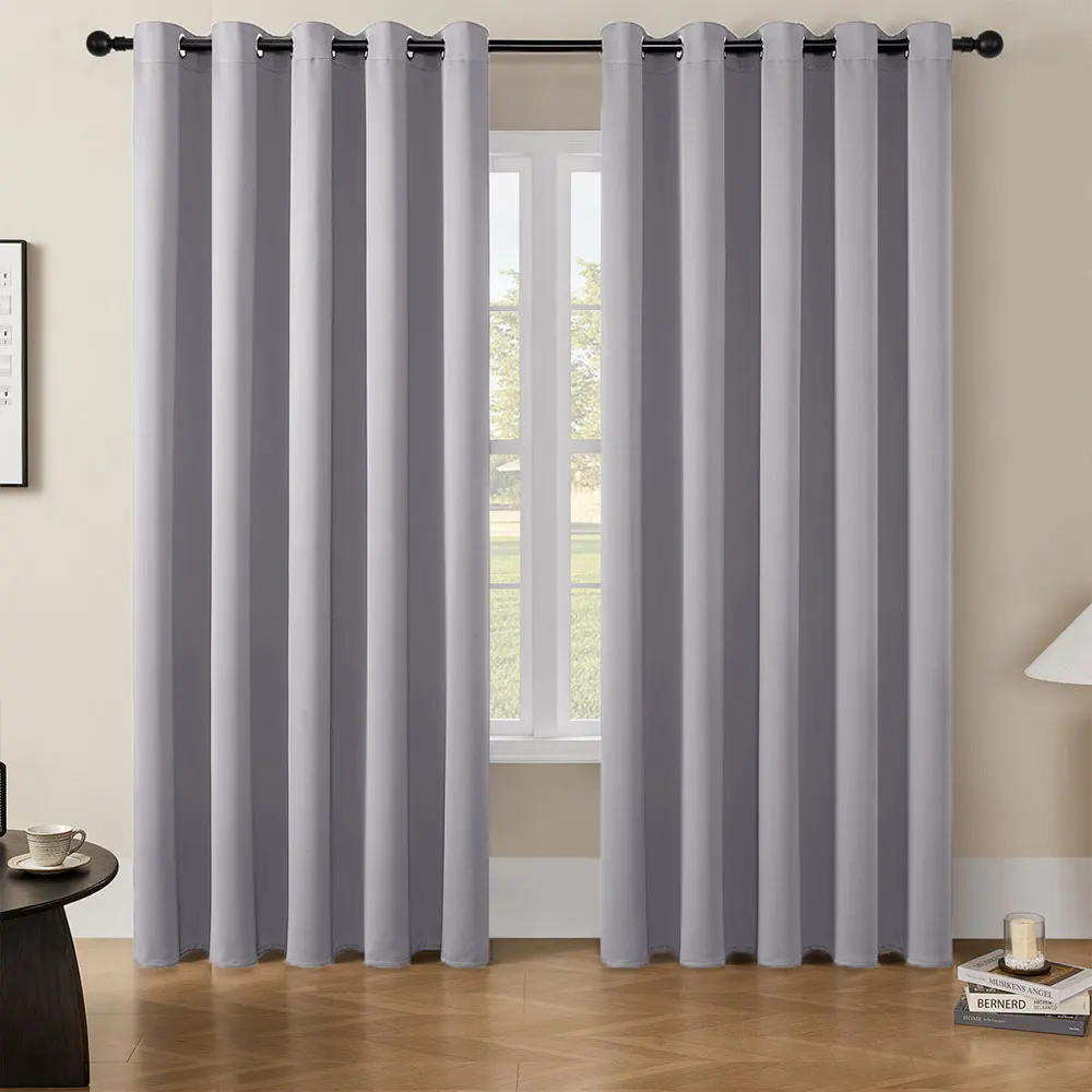 【Lifeideas】Solid Colour Grommet Top Polyester 100% Blackout Curtains Pair Home Decoration Windows Doors