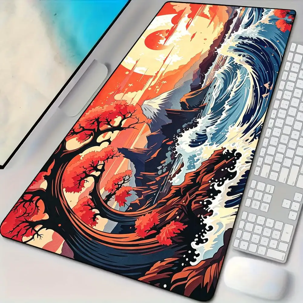 Romantic twilight ocean waves Mouse Pad Desk Mat Large Computer Office Carpet Mousepad Gamer Gaming PC Accessories Keyboard Rug