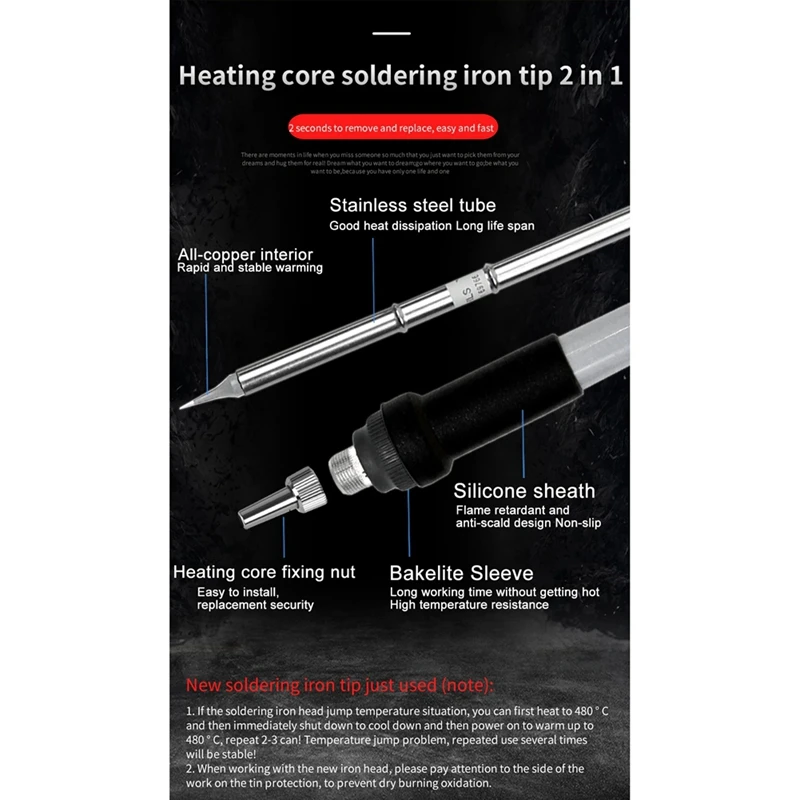 T12-A stasiun Solder nirkabel 72W T12 besi Solder untuk Dewalt 18/20V baterai Li-Ion untuk DIY perbaikan Solder listrik