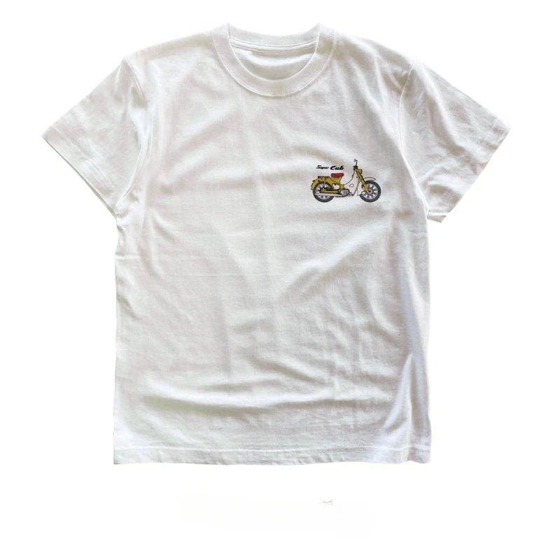 

2025 Summer Luxury Brand T-shirt ONWORKS Super Cub One Point T-shirt Cotton Men's and Women's T-shirt Motorcycle Short Sleeve