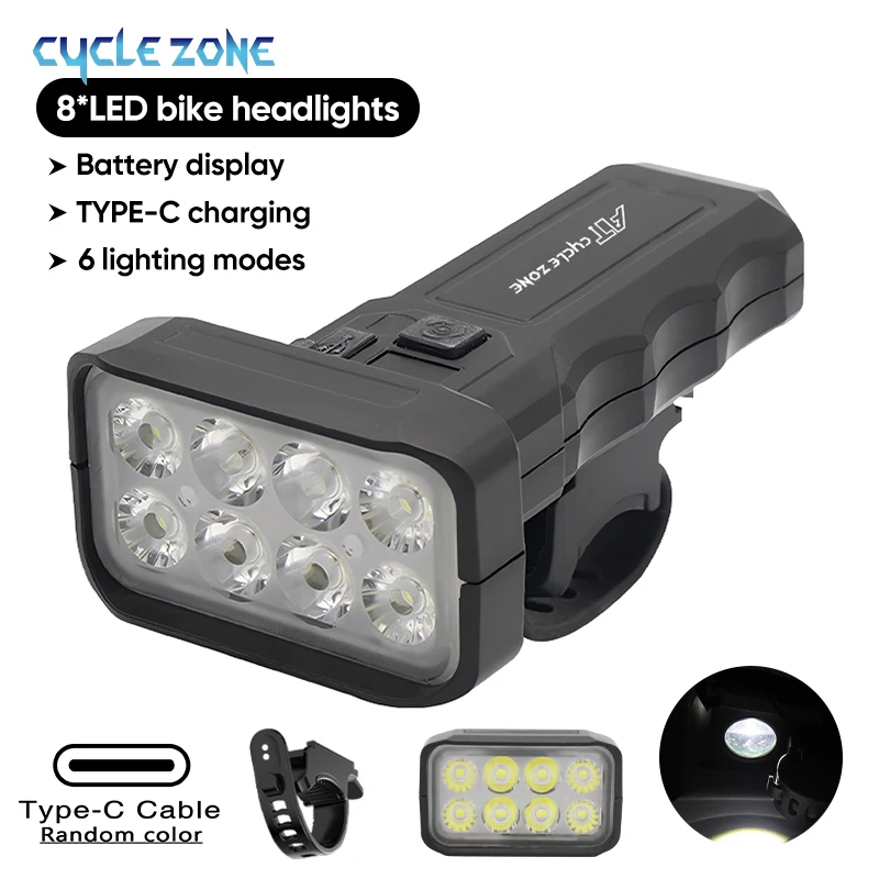 

Bicycle Light Digital Battery Indicator Rechargeable Bike Light 2LED/8 LED Bicycle Front Light for Night Cycling Bike Flashlight