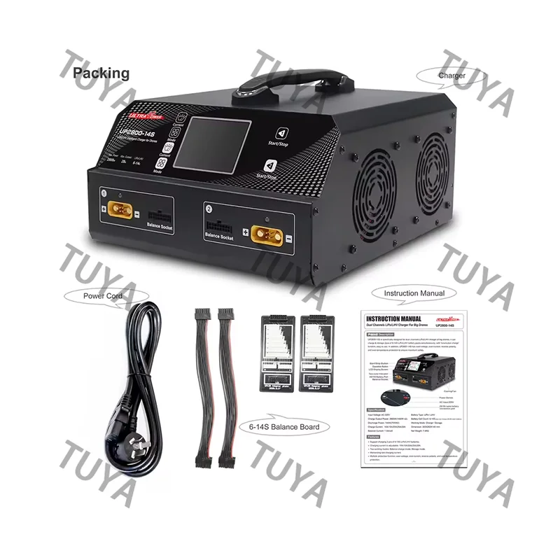 

UP2800-14S 2X1400W 28A 6-14S LiPo/LiHV Battery UAV Drone Charger