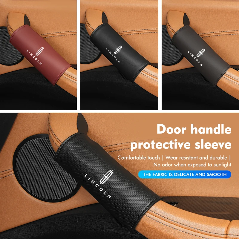 Car Door Inner Handle Sleeve Anti-Wear Leather Protective Case For Lincoln Navigator MKZ MKX MKC MKT Continental Nautilus