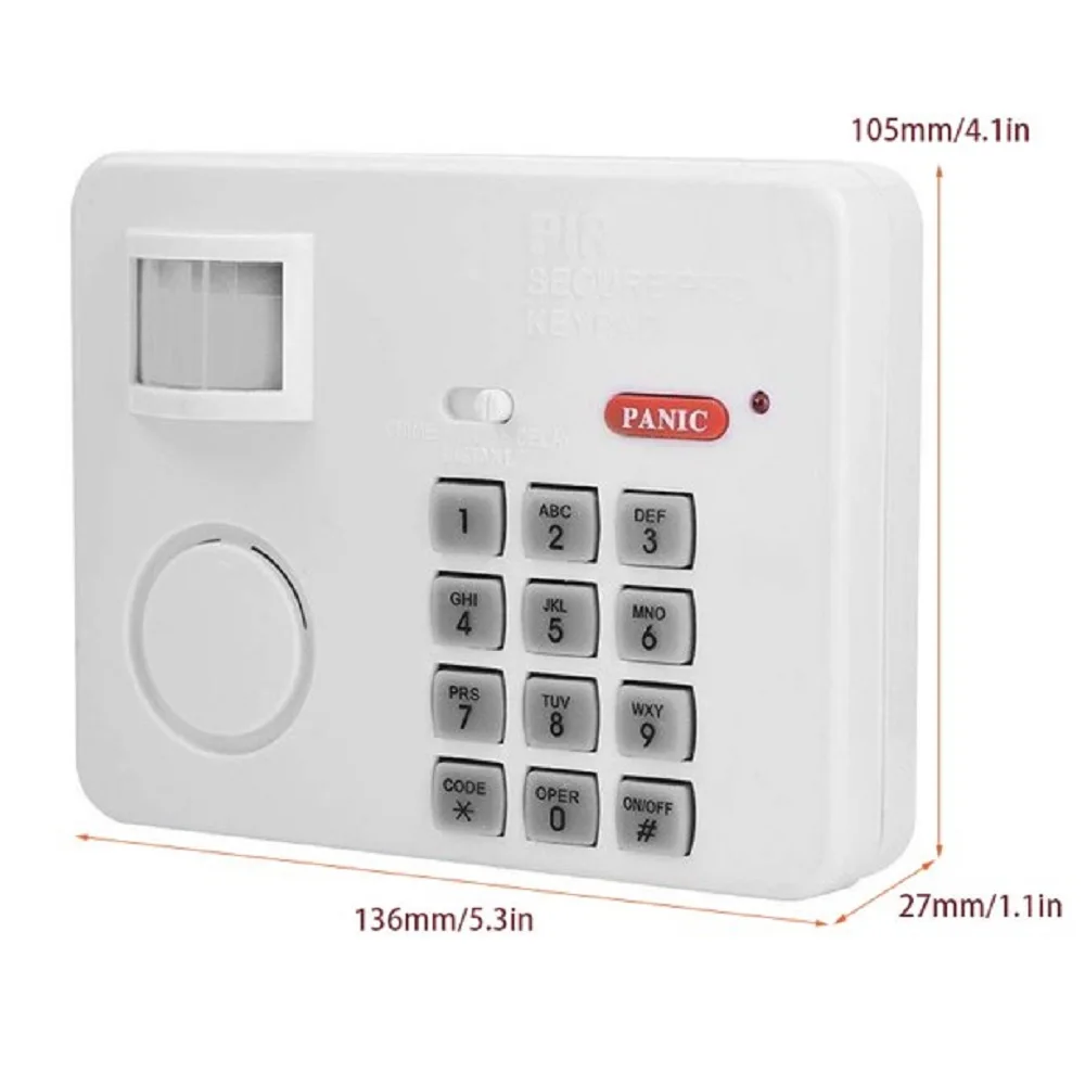 Security Alarms For Home Wireless Motion Sensor Alarm With Security Keypad PIR Home Garage Alarm Camping Car Alarm White