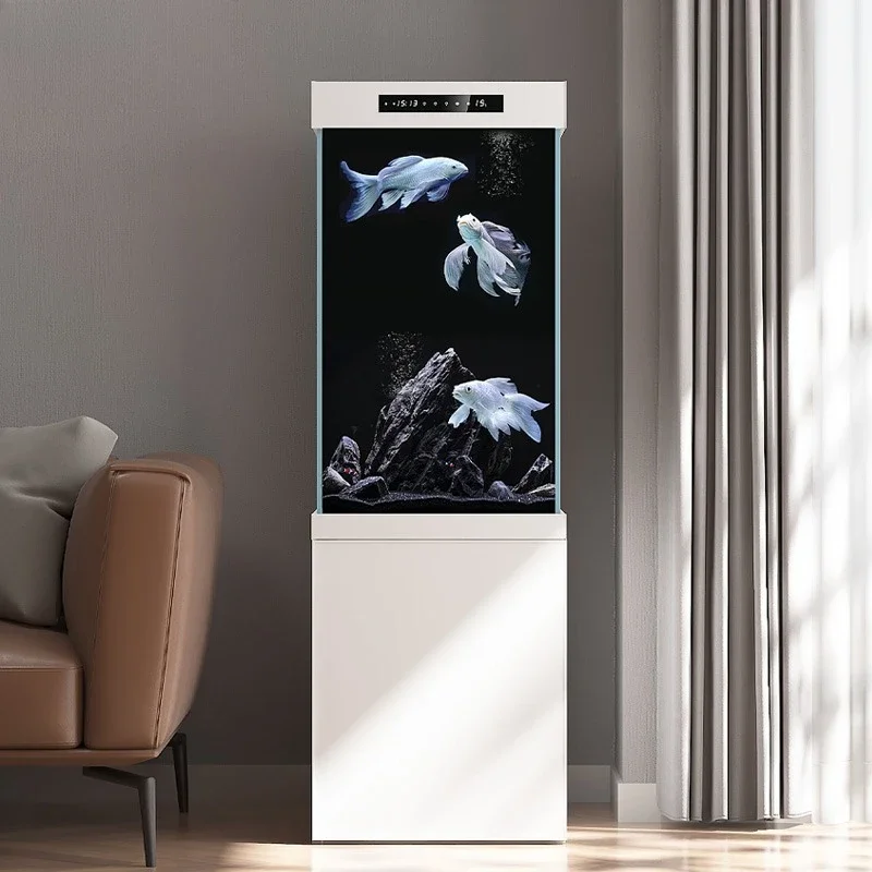 Smart fish tank small back overflow square  living room household side  office ecological bottom filter aquarium