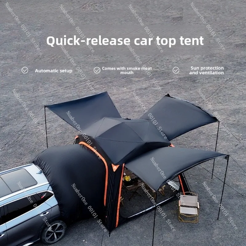 Quick open double hydraulic roof tent, waterproof extension canopy
