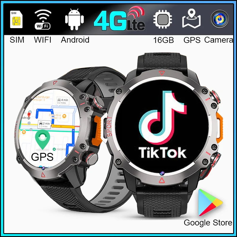 4G LTE Smartwatch 1.5 "GPS HD كاميرا واي فاي 4G بطاقة SIM وعرة 16GB-ROM Play Store APP تحميل الرجال النساء أندرويد ساعة ذكية 2024