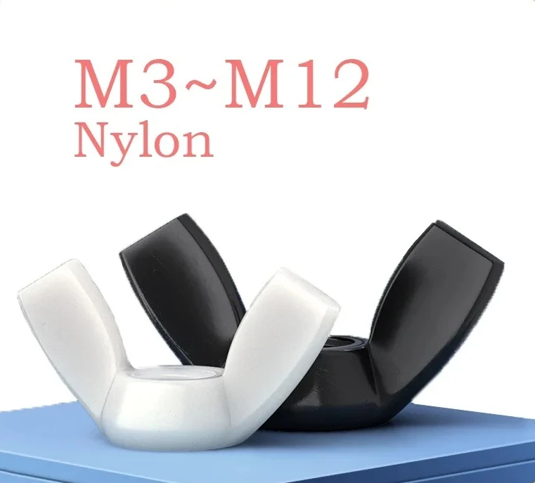 10/20Pcs Nylon Butterfly Nut M3 M4 M5 M6 M8 M10 M12 Black/White Plastic Wingnut Thumb Nuts