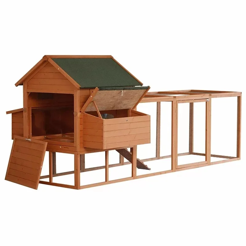 

Mobile Wooden Chicken Coop Cages Cheap Guinea Pig house Rabbit Hutch Wire Mesh With laying box Extra Large