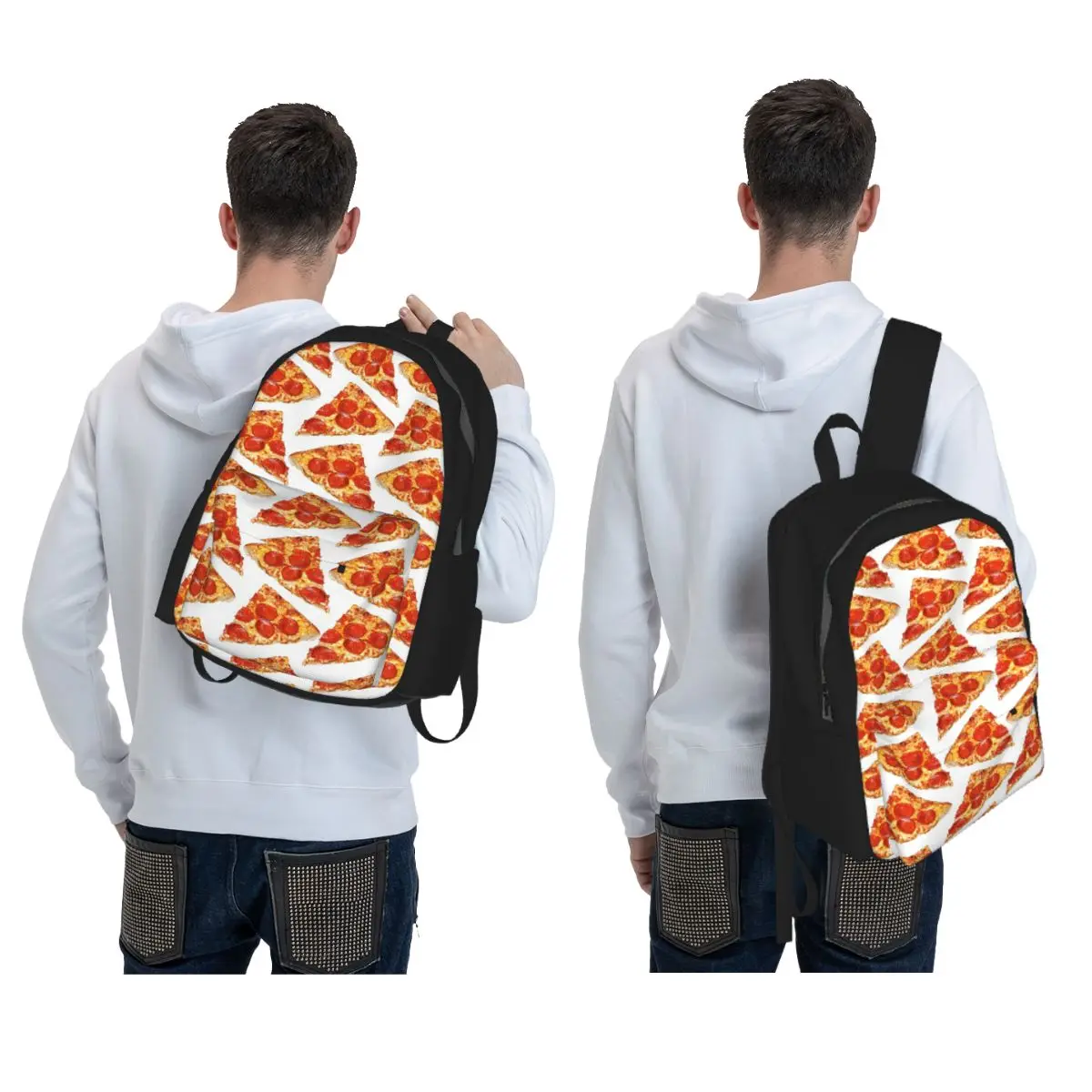 Pizza Slice Pattern Backpack Daypack Large Capacity Children BookBag School Bag Shoulder Bags for Men Women