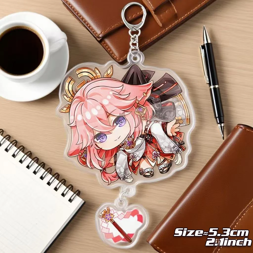 Genshin Impact Sleutelhanger ring Anime Sieraden spel Hanger Sleutelhangers kinderen meisje speelgoed Cartoon Acryl Badge Beelzebul Furina Hu Tao