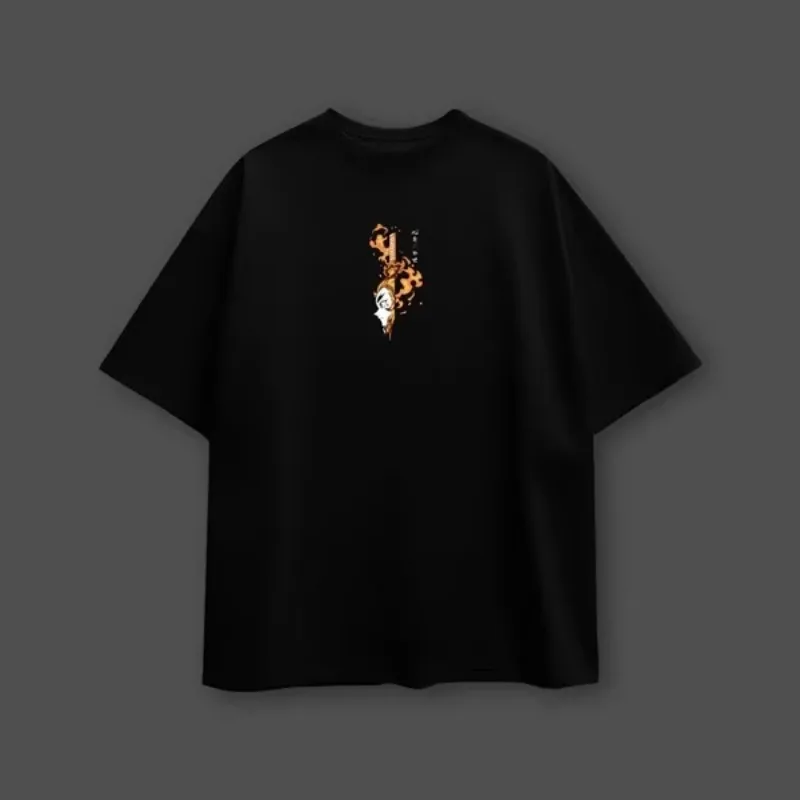 2026 Spring Festival Devil Killer Anime Kyojuro Rengoku Extra Large T-shirt for Men,High Quality Y2K Short Sleeve Summer T-shirt