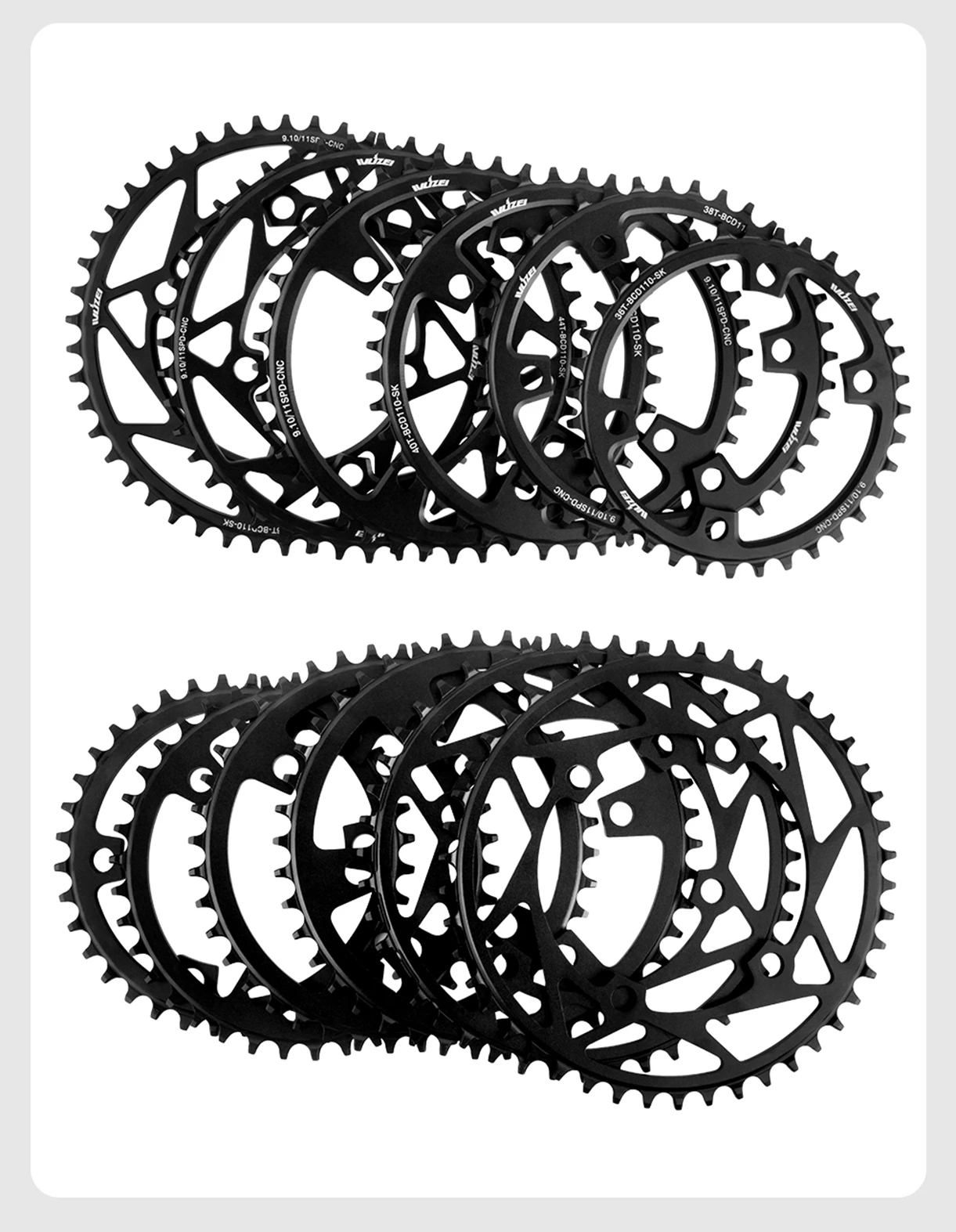 WUZEI Rennrad-Kettenblatt, 4 Schrauben, Kettenblatt, 110 BCD, Kettenrad, schmale breite Sterne, 110 BCD, Fahrradkrone für Shimano 105 R7000 R8000 – Detail 21