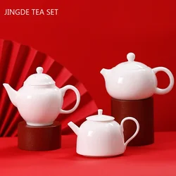 Boutique Sheep Fat Jade White Porcelain Teapot Ball Hole Filter Tea Maker Household Ceramic Beauty Tea Pot Customized Drinkware