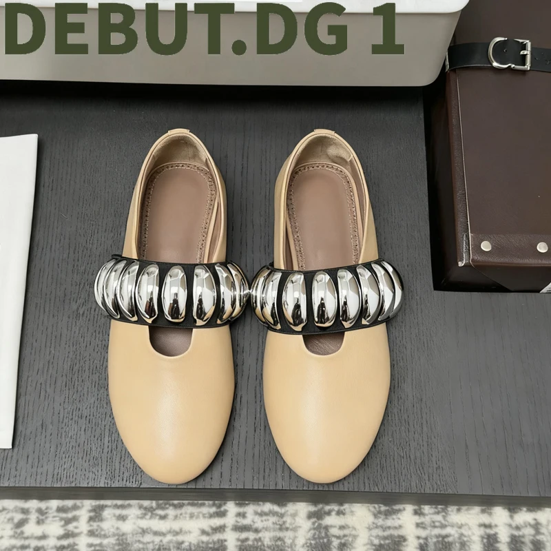 Runway Sweet Cool Ballet Flats Cross-Strap Buckle Lambskin Horsehair Suede Lining Non-Slip Soft Sole Women Fashion Shoes