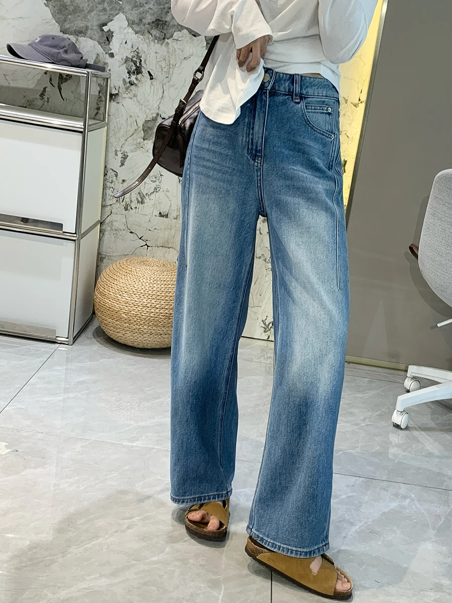 

High Waist Wide Leg Jeans Women's Spring Summer New Sle Slimming Knife Denim Pants Bootcut Loose Fit Light Blue