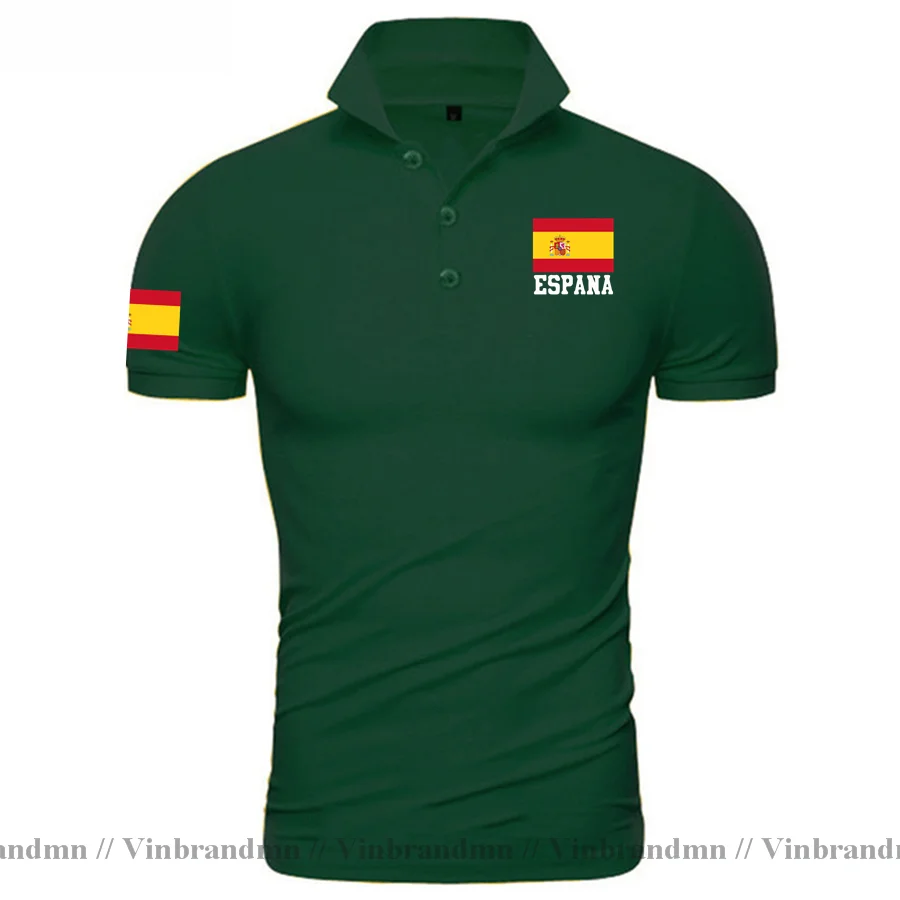 Polo con diseño de bandera de España para hombre, camiseta de moda, Polos informales de talla grande, ropa clásica de marca, Top de reunión