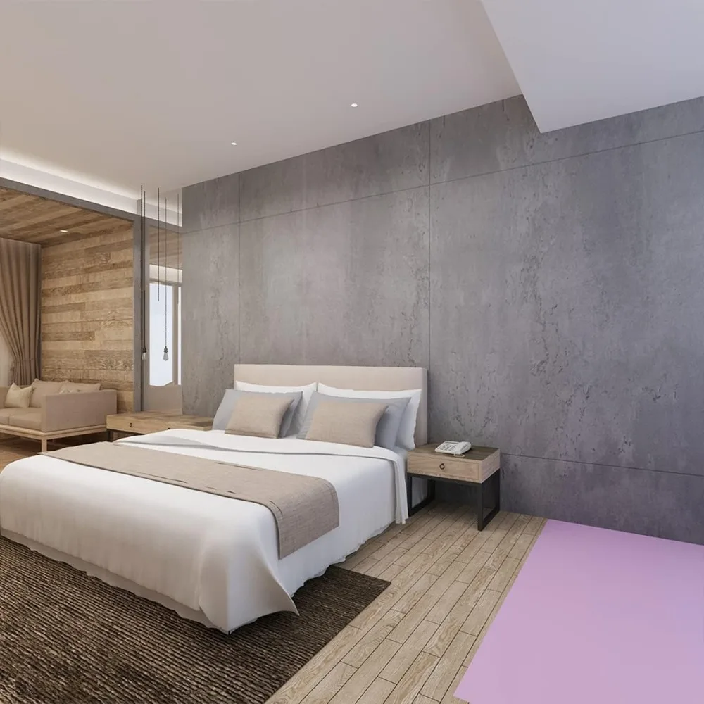 ورق جدران قابل للتقشير واللصق من الخرسانة باللون الرمادي الداكن المقاوم للماء من الفينيل غير اللامع لأسطح الخرسانة الرمادية والأسود