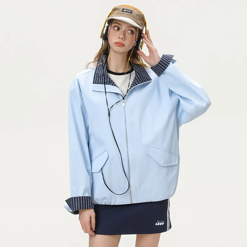 

Кардиган Ja Trans Ocean в стиле Casual с полосками и цветовыми блоками, винтажный японский стиль, открытый, из полиэфирного волокна, с длинными рукавами, на молнии.