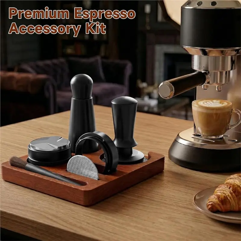 RALCA-Espresso Accessories Kit Includes 51Mm Dual Head Coffee Distributor, Espresso Tamping Station, Stirrer, Dosing Funnel, WDT