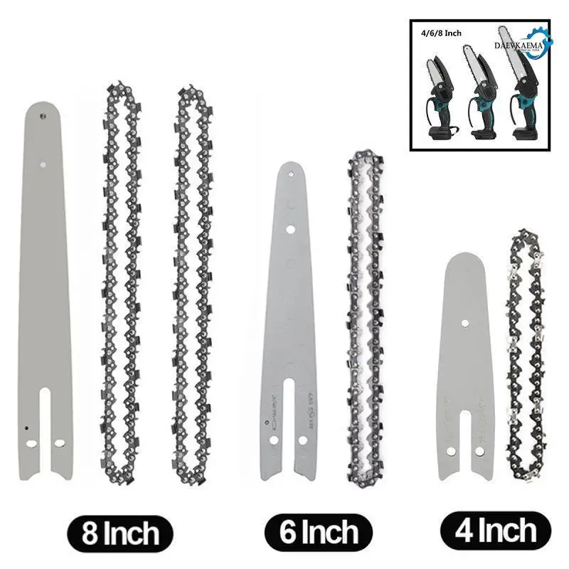 4/6/8 Inch Saw Bar 28/36 Knots Electric Chain Saw Accessories Replacement Chain Guide Mini Steel Chainsaw Garden Cutting Tool