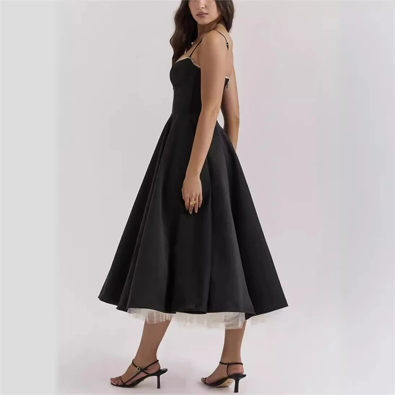 Double Layer European And American Women's New Best-Selling New Type SlingVCollar Sleeveless Dress Pettiskirt Long Skirt