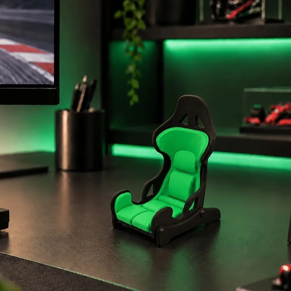3D Printed Racing Seat Phone Holder Racing Style Novelty Gaming Desk Phone Mount Anti-Scratch Non-Slip Base