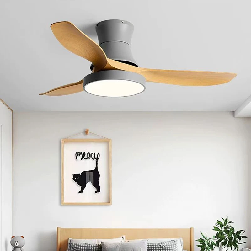 Imagem -03 - Ventilador de Teto Moderno Led com Luz Led Mutável Branco Preto Verde Cinza Metal Madeira Salão Sala de Jantar Quarto Dropshipping