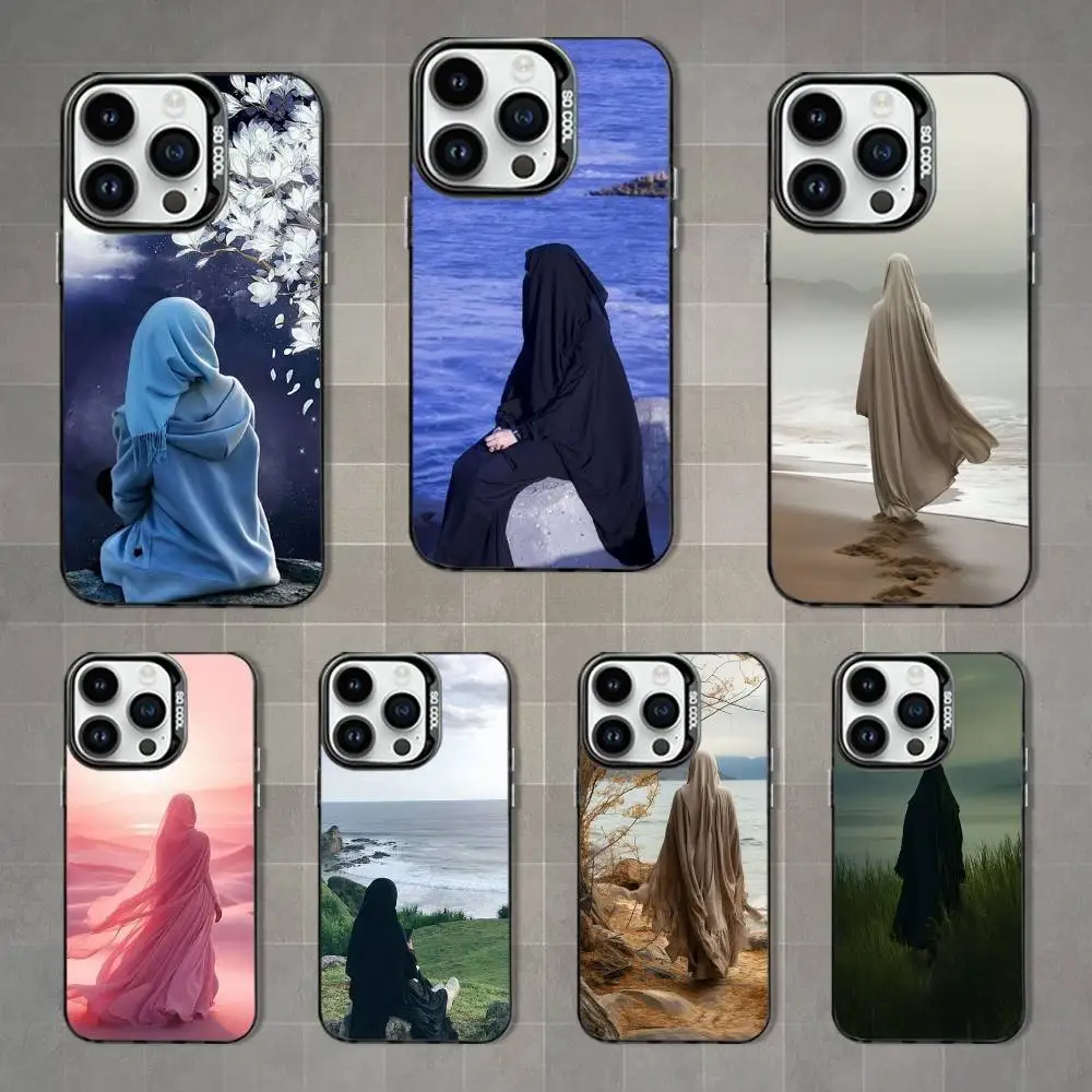 

Arabic Art Muslim Girls Phone Case For iPhone 16,15,14,13,12,11,Mini,Pro,MAX Black Matte Shockproof Cover