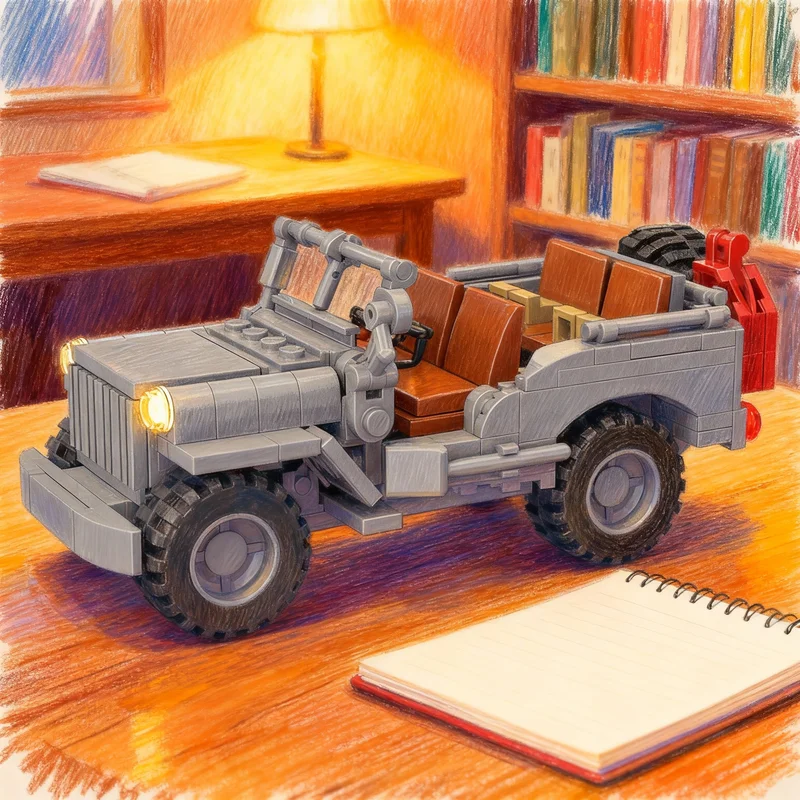 

231 деталь MOC-модель городского джипа Willys, строительные блоки, архитектурный конструктор, творческий подарок на Рождество, развивающая игрушка для детей