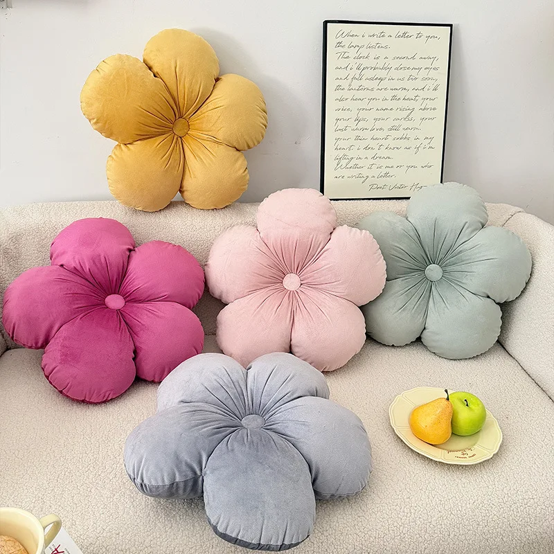 

INS Stuffed five Petal Flower Cushion Girly Room Decor Setting for Kids Bedroom Seat Pillow Window Pink Flower cushion Sofa