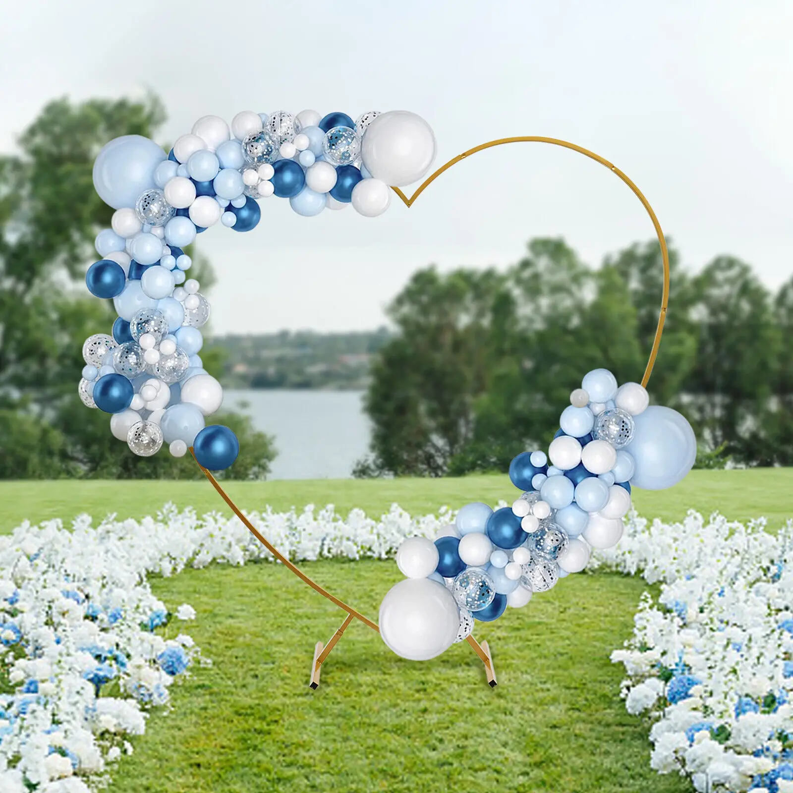 

Heart Shaped Gold Metal Balloon Arch Stand - 210cm (6.89ft) Heart Arch Rack Display