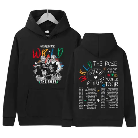 Kpop The Rose Once Upon AWRLD World Tour 2025 Hoodie Herr Damkläder Hiphop Överdimensionerade Långärmade Fleece Hoodies Streetwear 8 best sales Kpop The Rose - №2