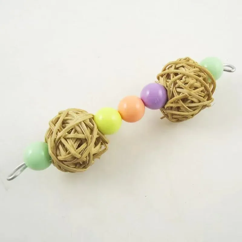 Wooden Beads Parakeet Cage Bird Shredding Toys Parrot Chewing Hanging Plaything