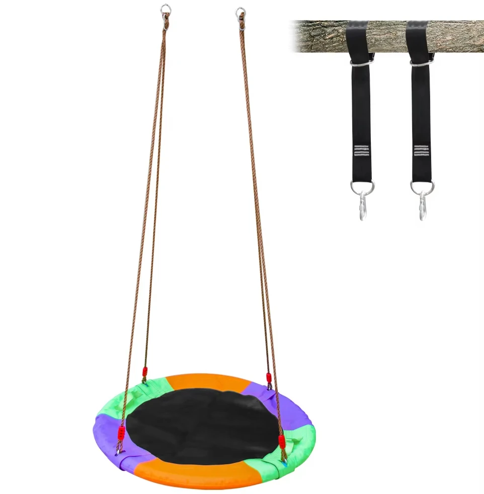

Easy Assembles Saucer Tree Swing for Kids Waterproof Tree Swing Seat with 2 Tree Hanging Straps for Playground Backyard Activity