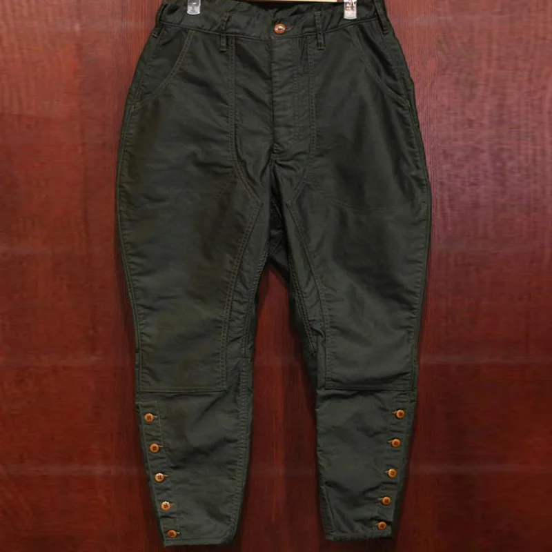 

Oil wax cotton stitching breeches retro casual 9 points pants YUTU&MM men's canvas pencil pants