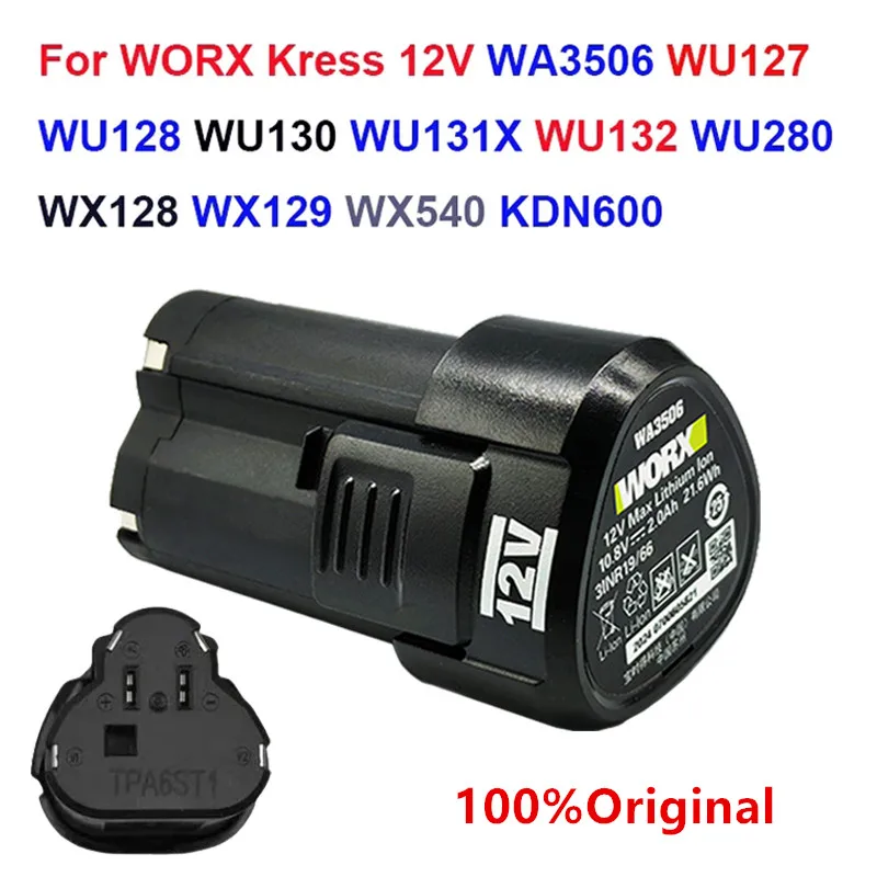 New Original 12V 2000mAh for WORX 12V WA3506 WU127 WU128 WU130 WU131X WU132 WU280 WX128 WX129 WX540 Electric Tool Battery
