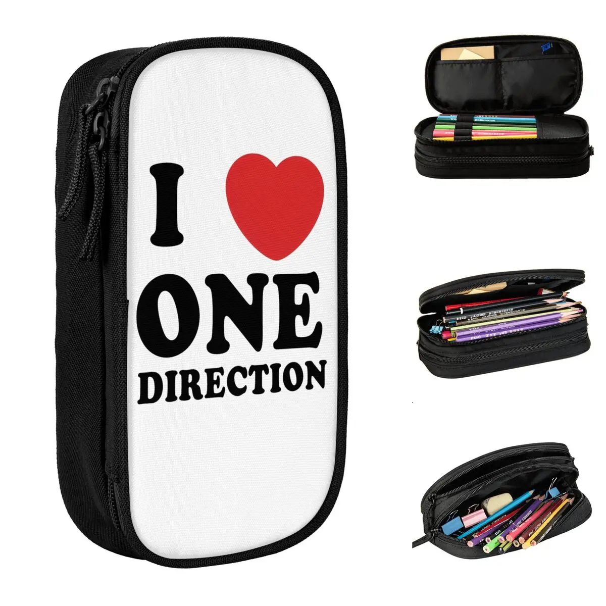 Creative I Love Ones Music And Directions Pencil Case Pencilcases Pen Box Student Big Capacity Bags Students School Stationery