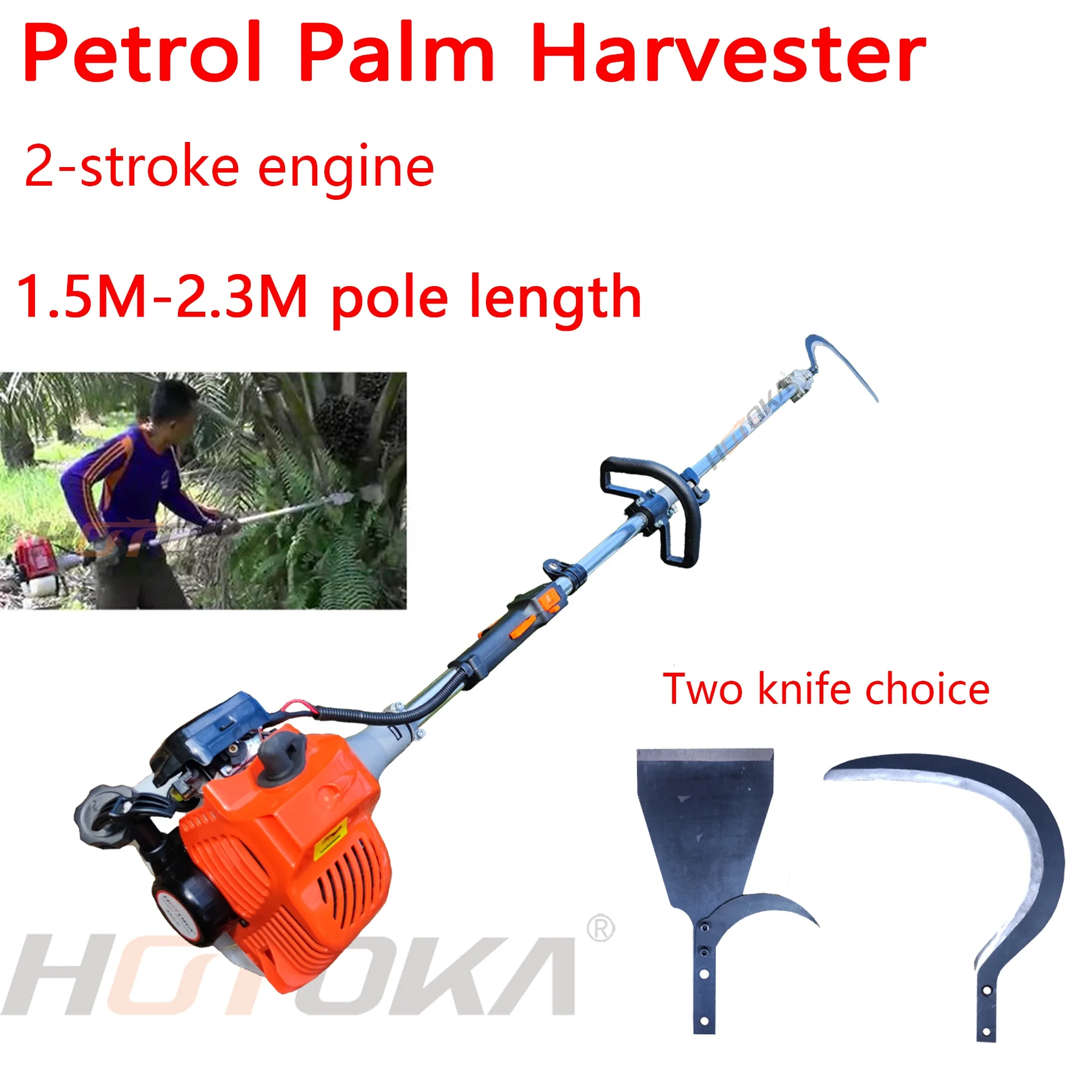 Oil Palm Harvesting Tools 26cc Long Pole Palm Cutter 2 Stroke Oil Palm Fruit Harvester Machine