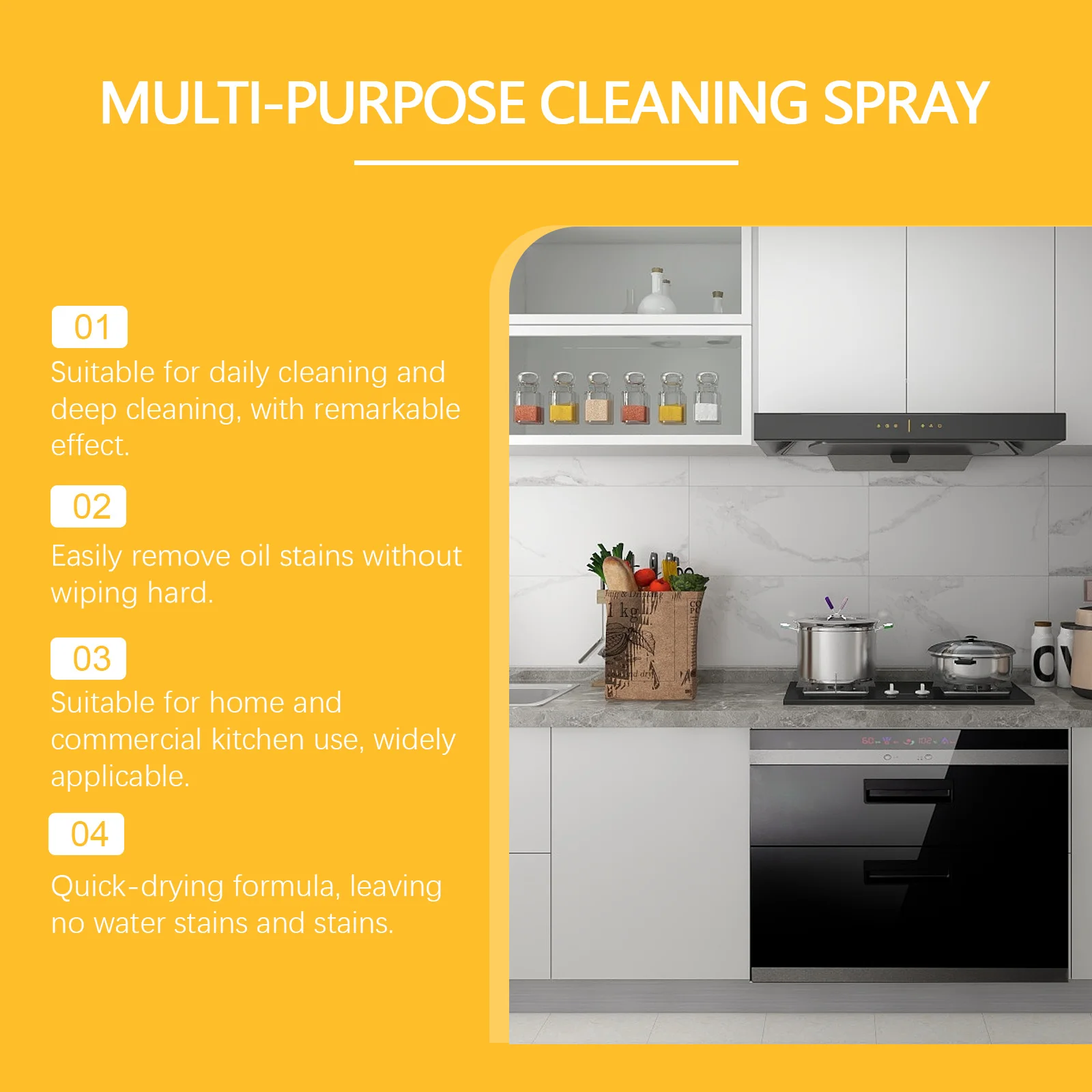 Kitchen Heavy Oil Cleaner Heavy Duty Degreaser Cleaner Spray for Stubborn Oil Stains for Kitchen Surfaces All Purpose Cleaning