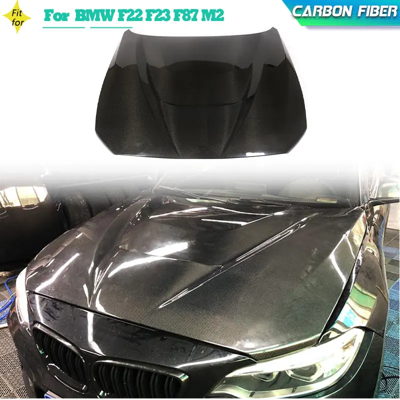 

Передняя крышка капота двигателя из углеродного волокна для BMW F22 F23 F87 M2 2014-2018, сменный передний бампер автомобиля, крышка капота двигателя